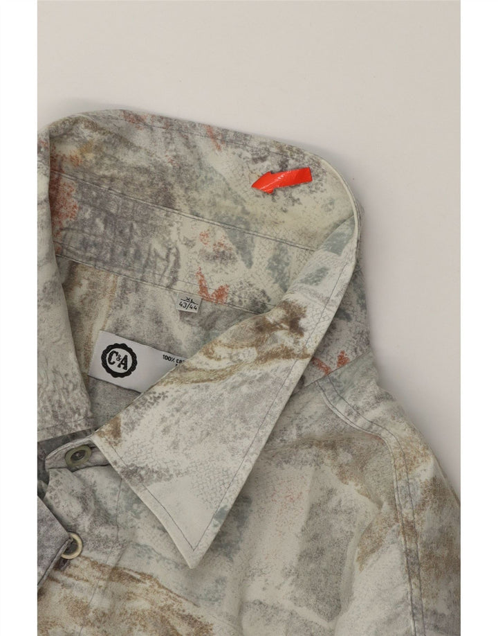 C&A Mens Short Sleeve Shirt Size 43/44 XL Grey Patchwork Cotton Vintage C&A and Second-Hand C&A from Messina Hembry 