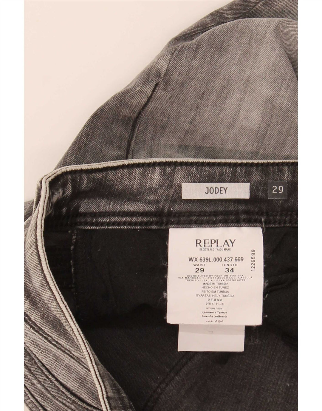Replay Jeans Jodey Slim da donna W29 L29 cotone grigio