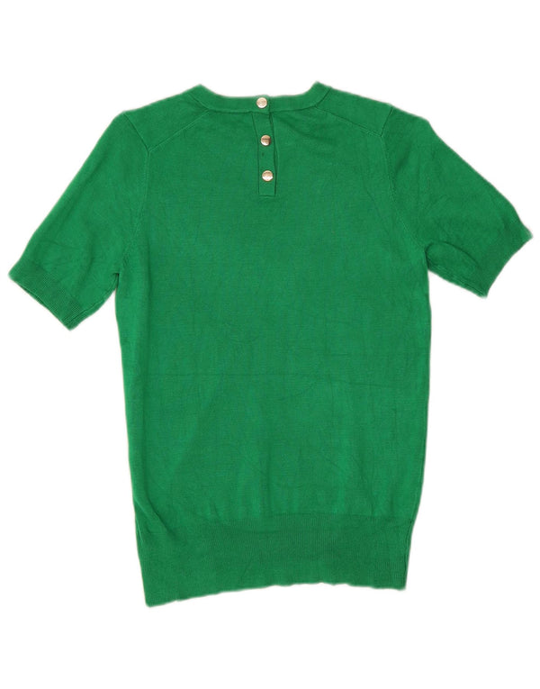 Maglione Zara da donna a maniche corte con scollo a barca UK 10 piccolo viscosa verde