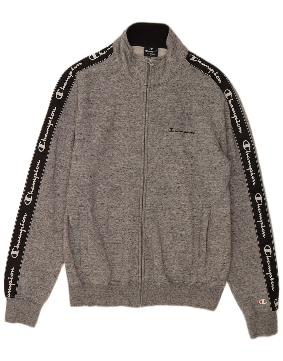 Giacca da tuta grafica da uomo Champion in cotone chiazzato grigio medio