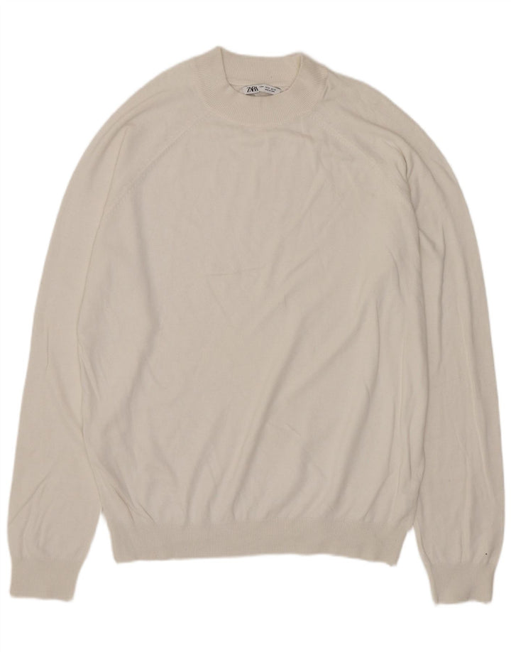 Maglione Zara da uomo girocollo in viscosa bianca media