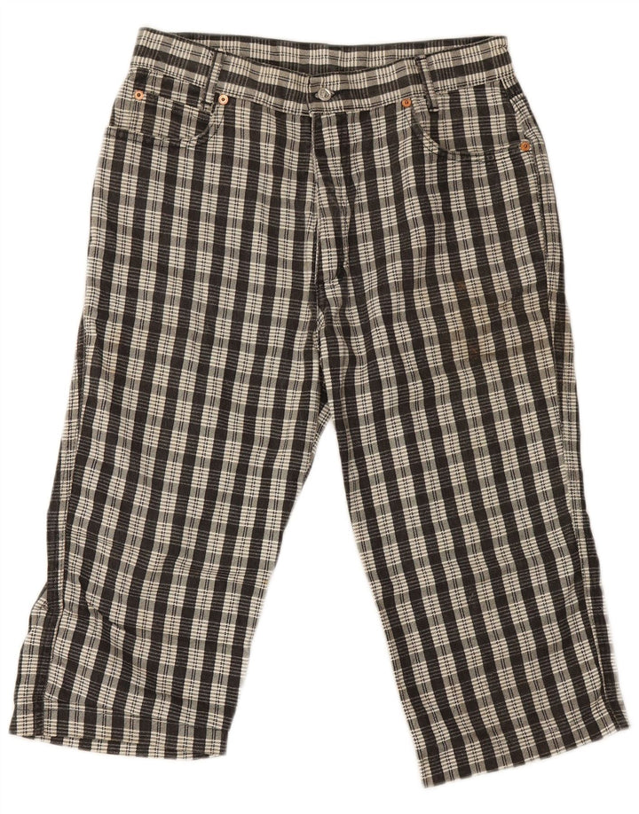 Pantaloni Capri da donna Pit Stop W32 L19 cotone a quadri neri