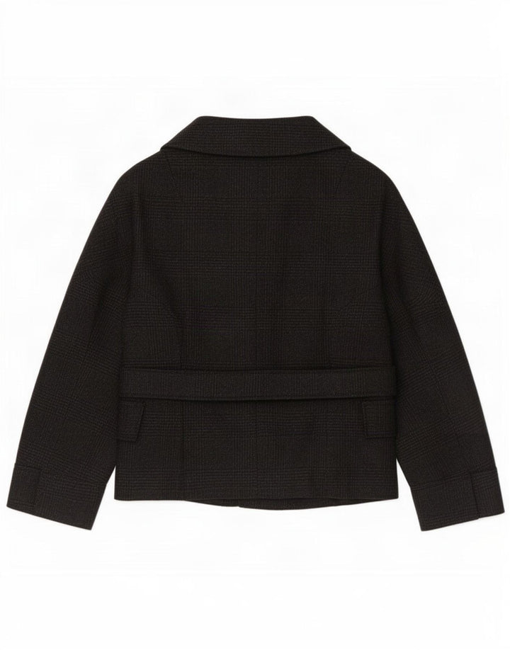 Zara Giacca Blazer a 3 Bottoni da Donna UK 14 Media Lana a quadri Nera