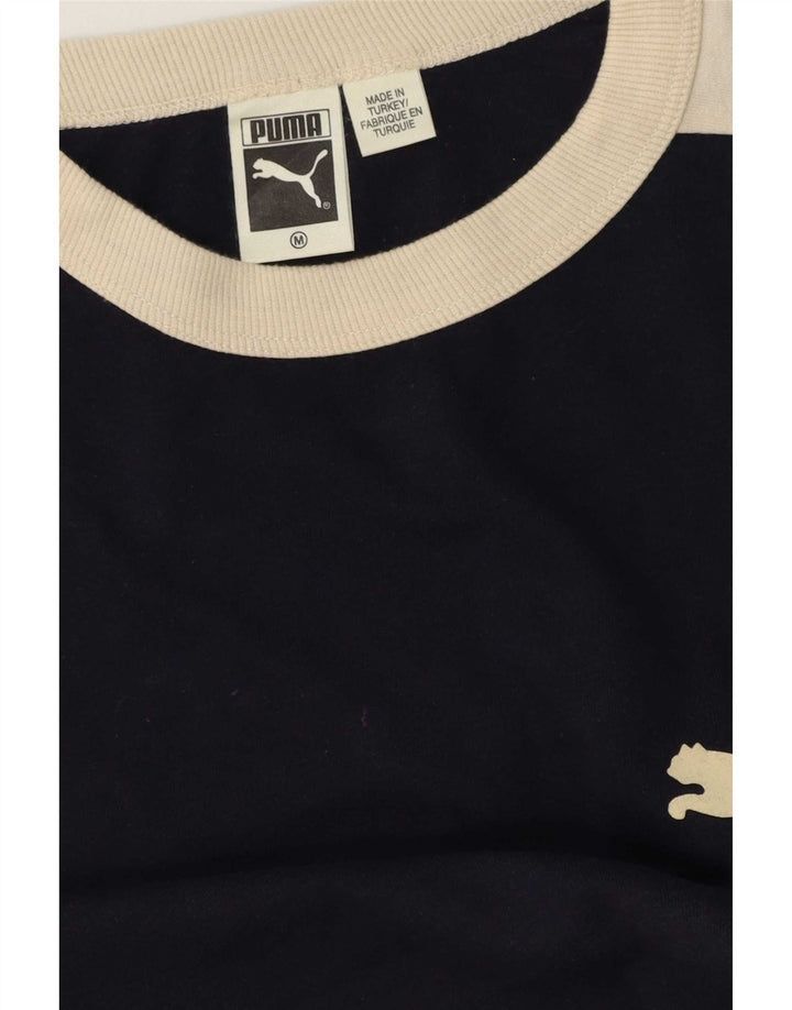Maglia Puma da uomo a maniche lunghe in cotone color block medio blu navy