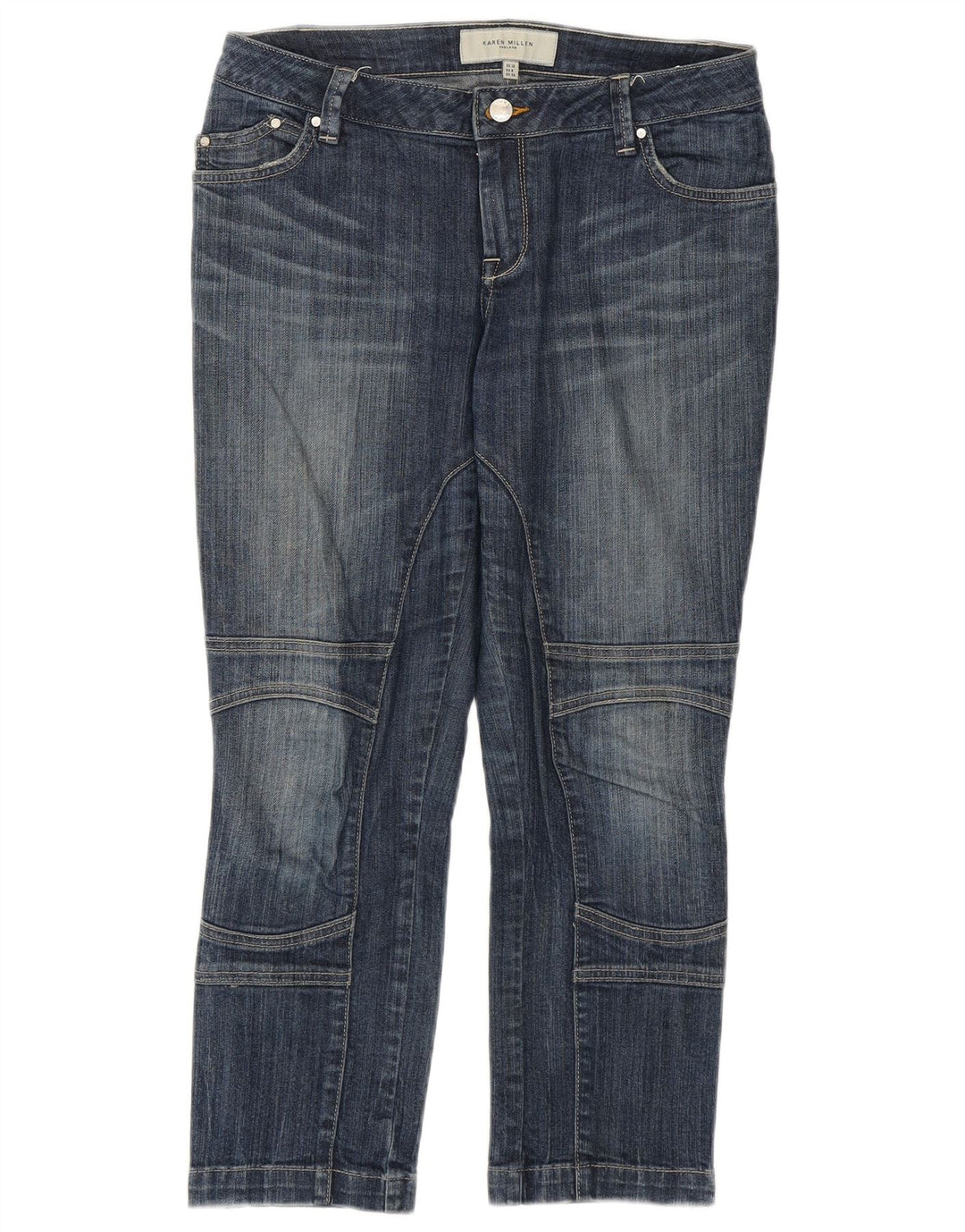 Jeans corti slim da donna KAREN MILLEN UK 10 piccoli W29 L24 blu