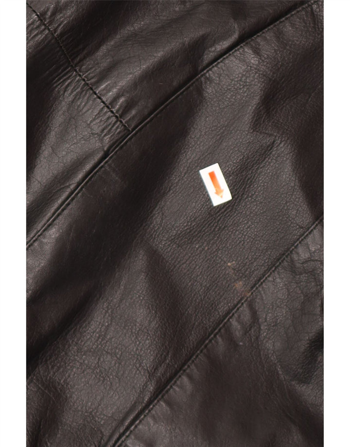 Cappotto in pelle oversize da donna VINTAGE UK 14 Pelle nera media