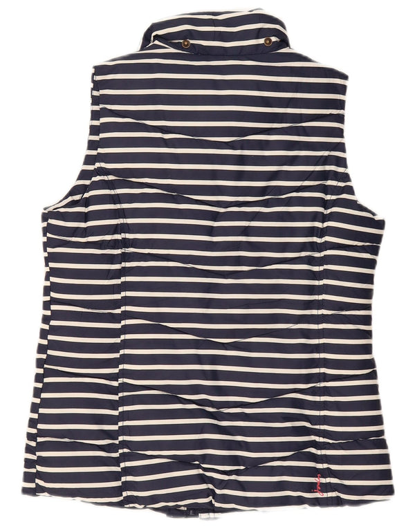 Gilet imbottito da donna Joules UK 12 medio blu navy a righe nautiche