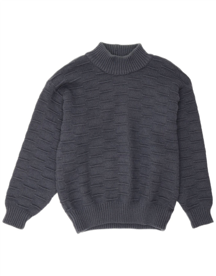 Maglione maglione vintage da uomo con collo dolcevita XL blu navy