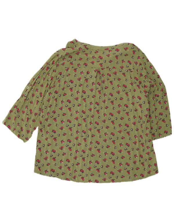 F.D.Joseph Camicia pullover da donna con maniche a 3/4 UK 18 XL Viscosa floreale verde