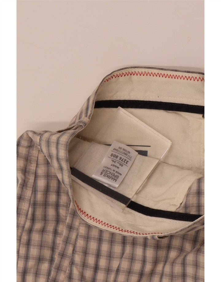 Pantaloncini chino da uomo Marks & Spencer W34 grande cotone a quadri beige