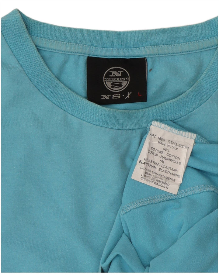 North Sails Top grafico da uomo a maniche lunghe in cotone blu grande