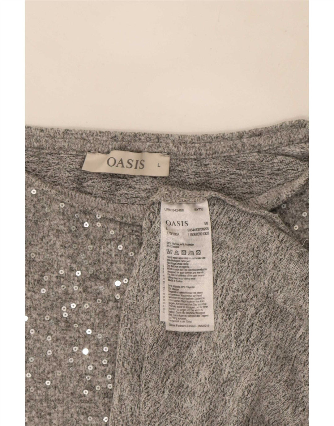 Camicetta a maniche lunghe da donna Oasis UK 16 Large Viscosa grigia