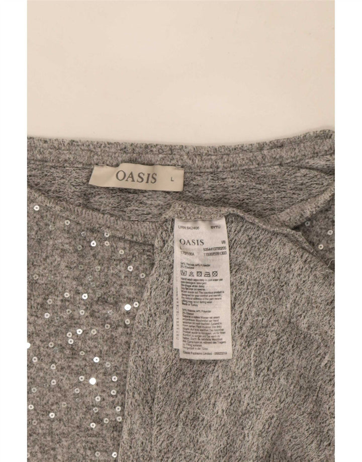 Camicetta a maniche lunghe da donna Oasis UK 16 Large Viscosa grigia
