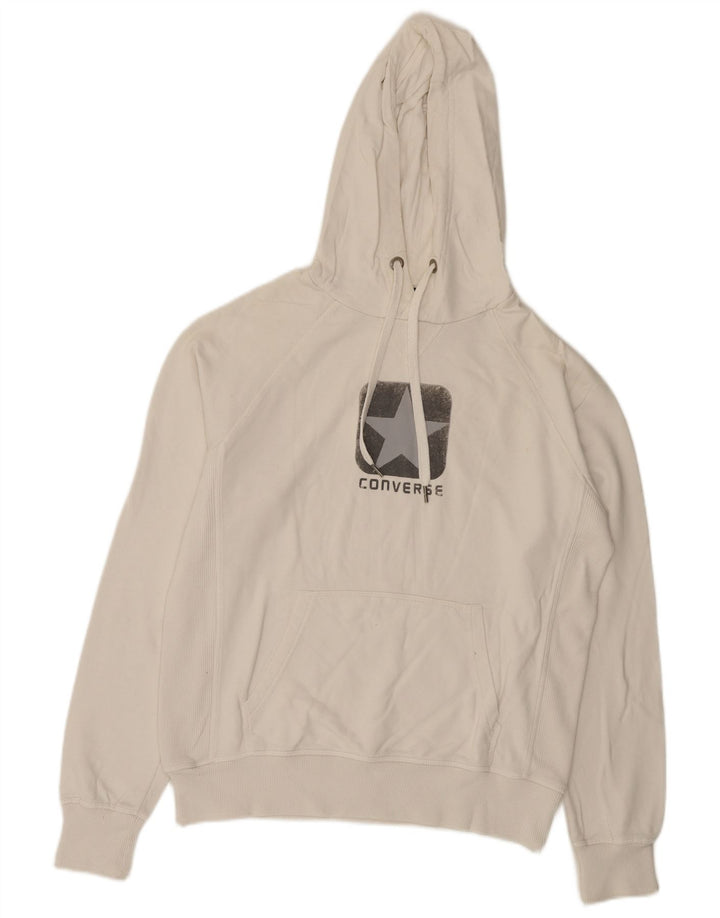 Maglione con cappuccio grafico da uomo Converse in cotone bianco medio