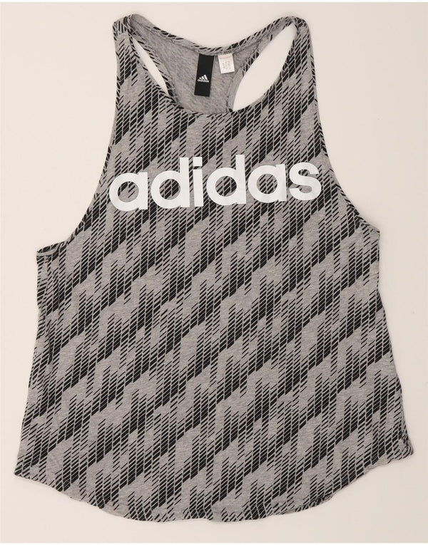 Canotta grafica da donna Adidas UK 12 Grigio medio geometrico