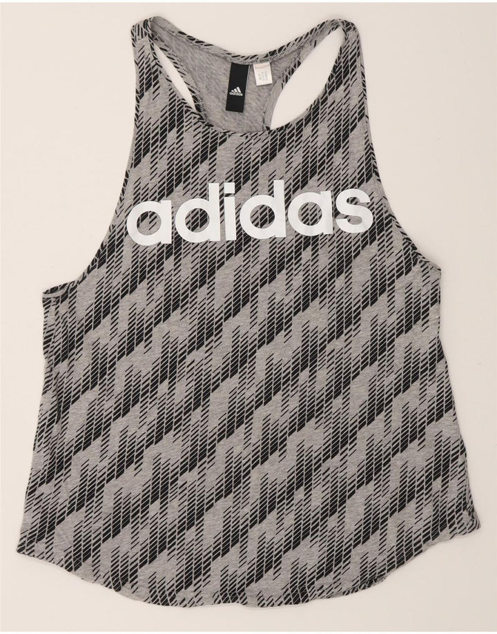 Canotta grafica da donna Adidas UK 12 Grigio medio geometrico