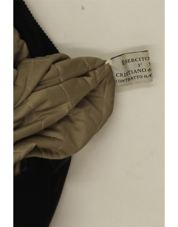 Giacca Militare In Pelle Da Uomo Esercito IT 52/54 XL Pelle Nera