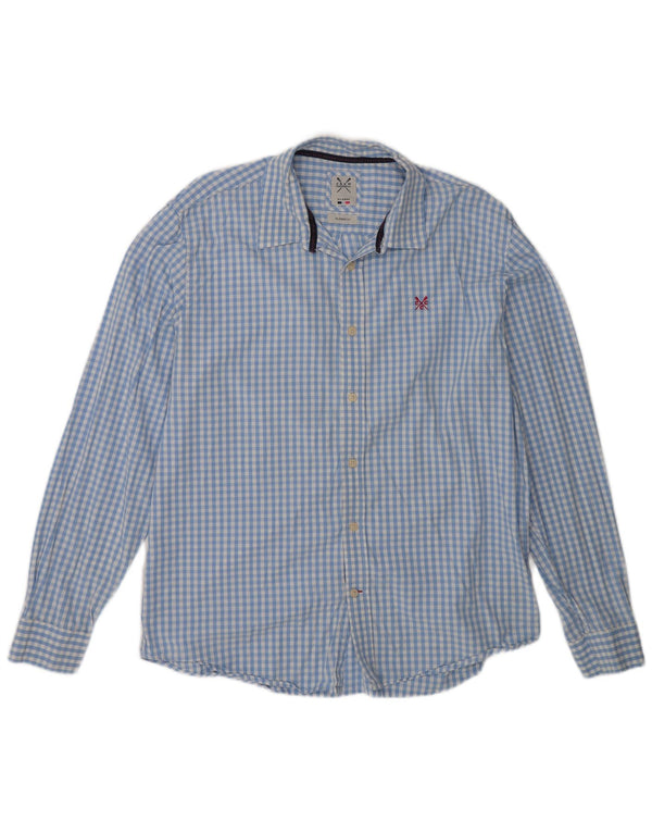 Crew Clothing Camicia da uomo dalla vestibilità classica XL in cotone a quadretti blu