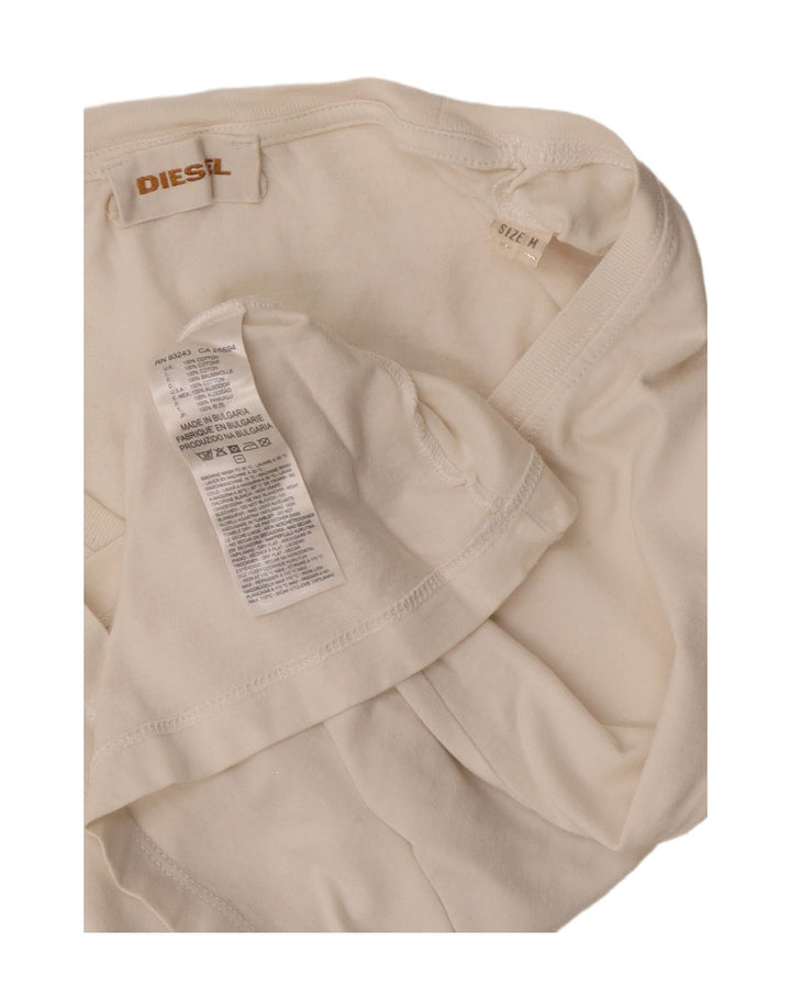 T-shirt grafica corta da donna Diesel UK 12 cotone bianco sporco medio