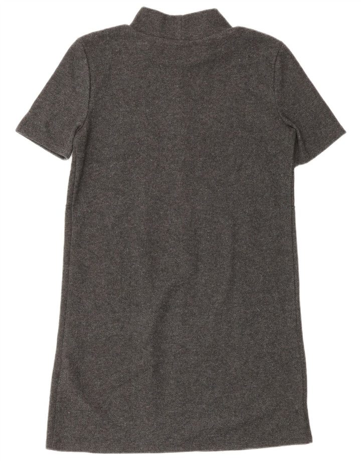 Abito maglione a maniche corte da donna Zara UK 10 piccolo poliestere grigio
