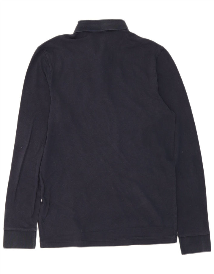 Polo HUGO BOSS da uomo slim fit a maniche lunghe in cotone blu navy medio