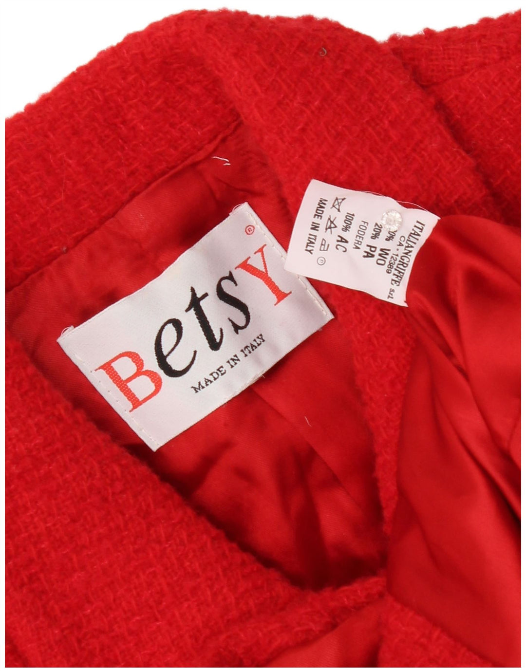Set gonna vintage da donna a 4 bottoni in 2 pezzi UK 12 medio W28 lana rossa