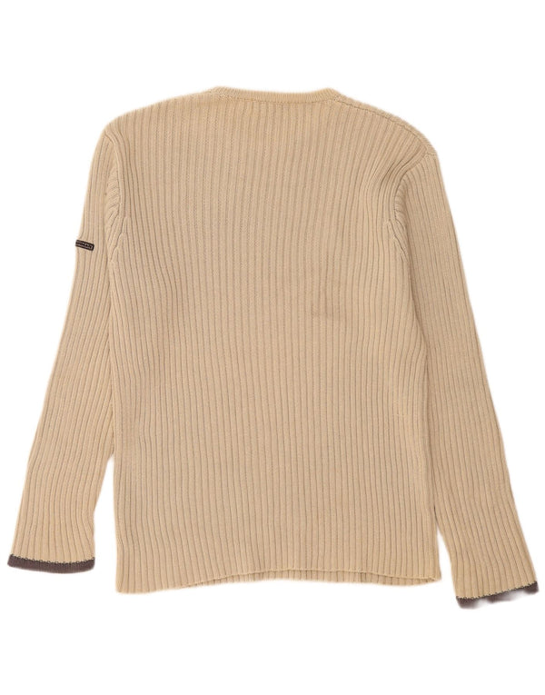 Maglione da uomo girocollo slim fit Ben Sherman a righe grandi beige