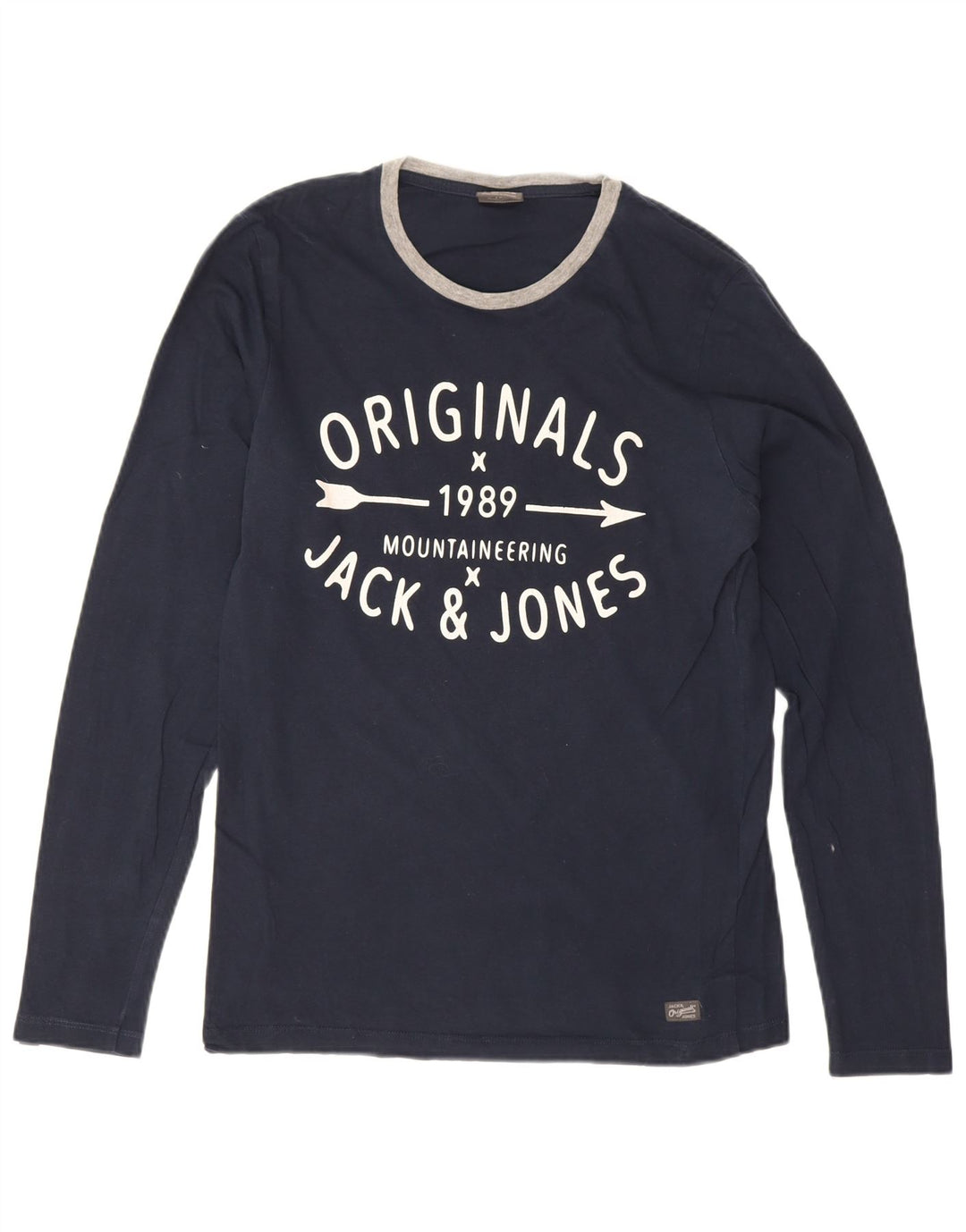 Jack & Jones Top grafico da uomo a maniche lunghe in cotone blu navy medio