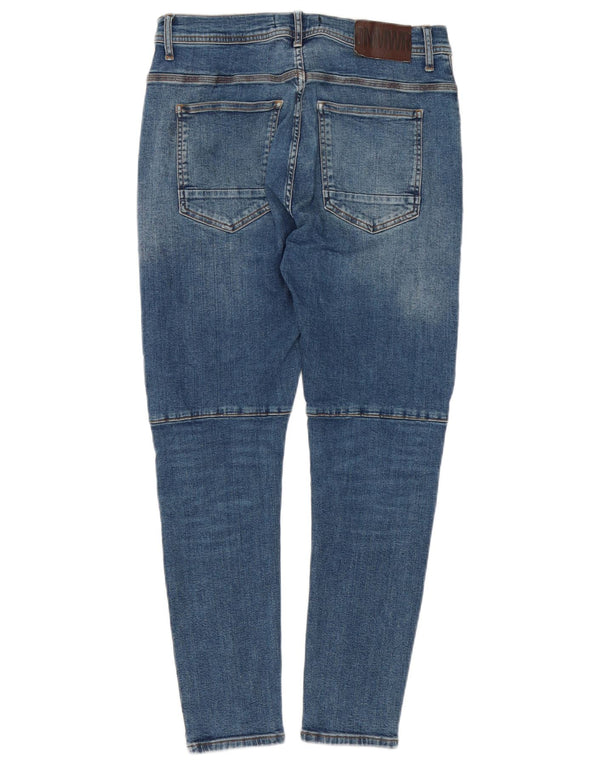 Jeans skinny da uomo Zara EU 44 Large W34 L27 Cotone patchwork blu