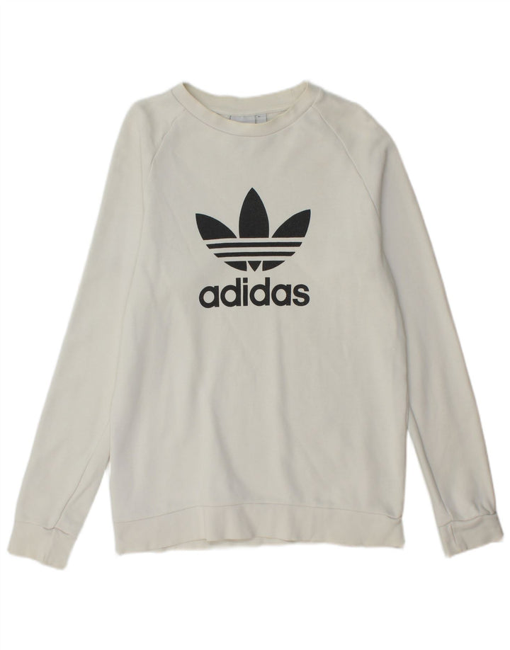 Felpa grafica da uomo ADIDAS, maglione piccolo, cotone bianco