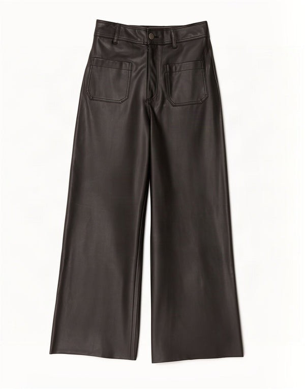 Pantaloni Zara da donna in ecopelle a vita alta EU 36 XS W26 L27 Nero