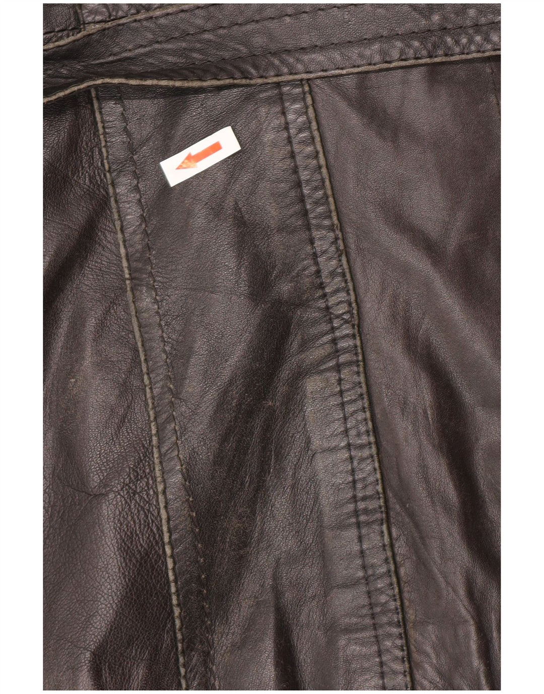 Giacca in pelle doppiopetto vintage da uomo UK 34 XS nera retrò
