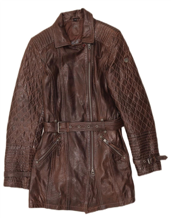Cappotto in pelle da donna Gipsy UK 10 piccolo marrone