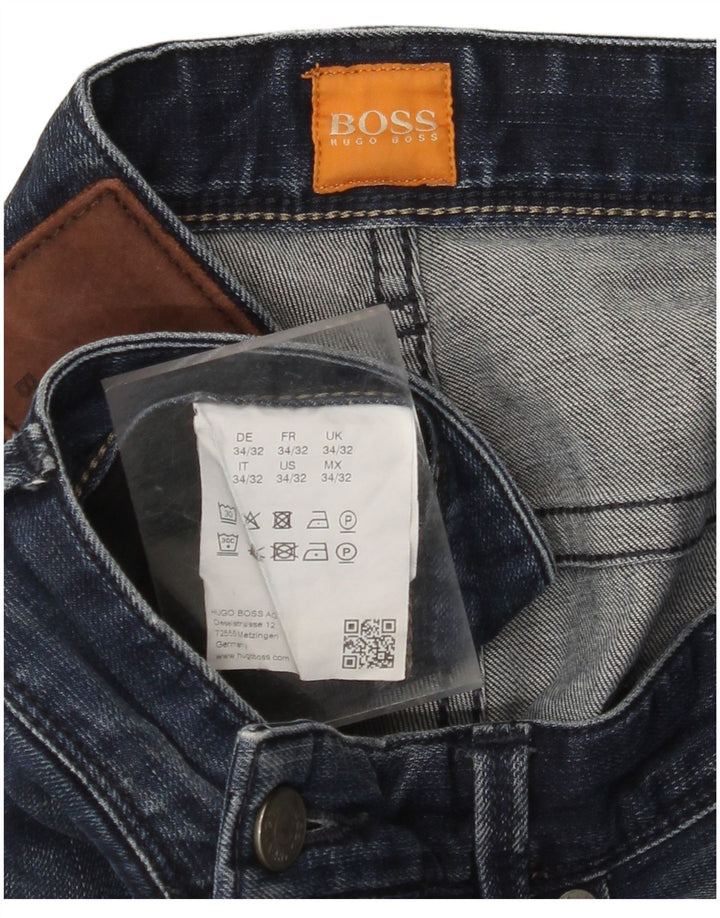 Jeans dritti da uomo HUGO BOSS W34 L32 cotone blu navy