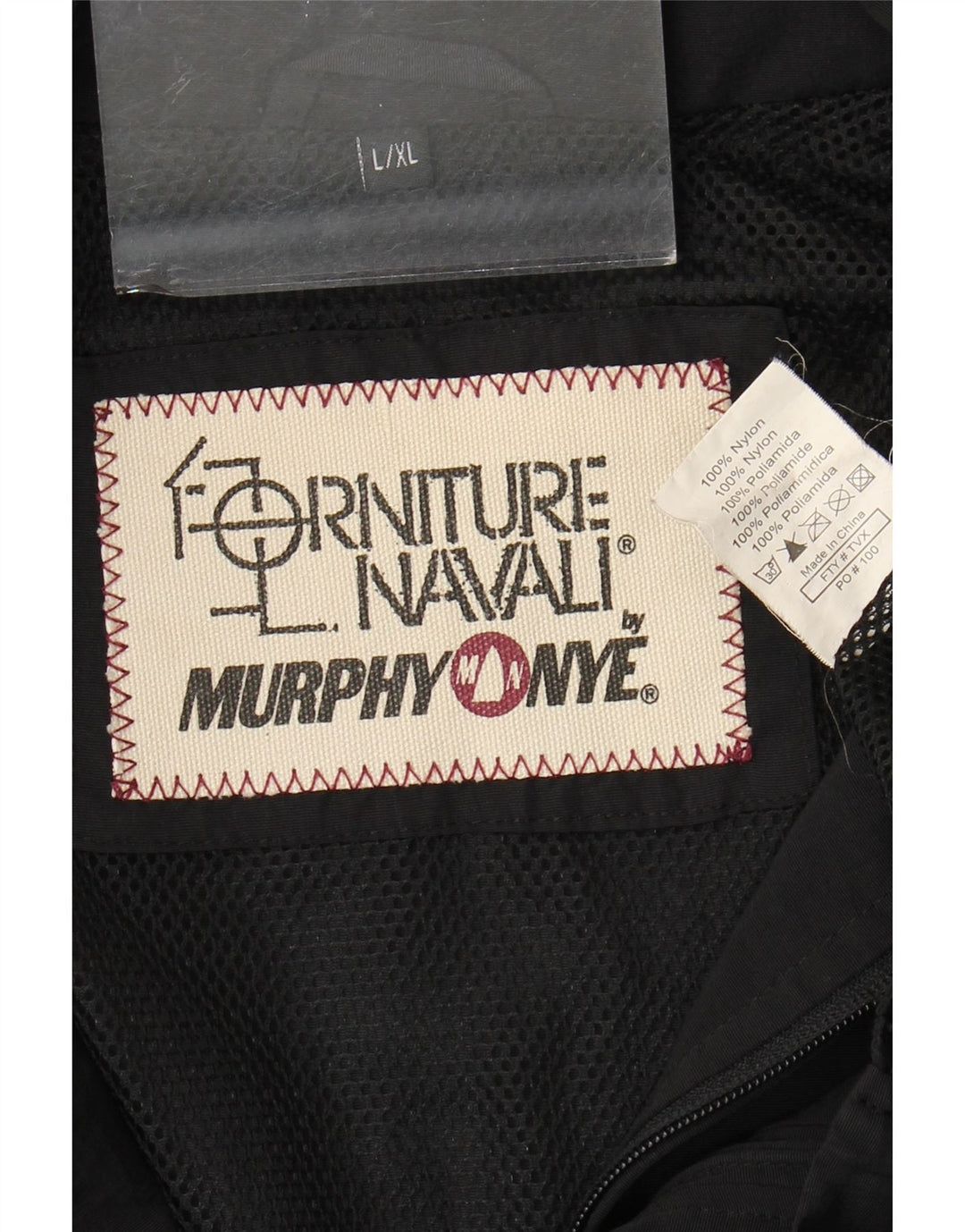 Murphy & Nye Giacca antipioggia con cappuccio grafica da uomo UK 40 Large Black Colourblock