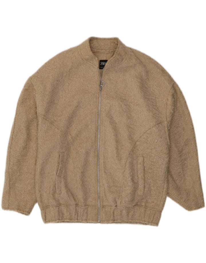 Giubbotto bomber oversize da donna Zara UK 6 XS Poliestere beige