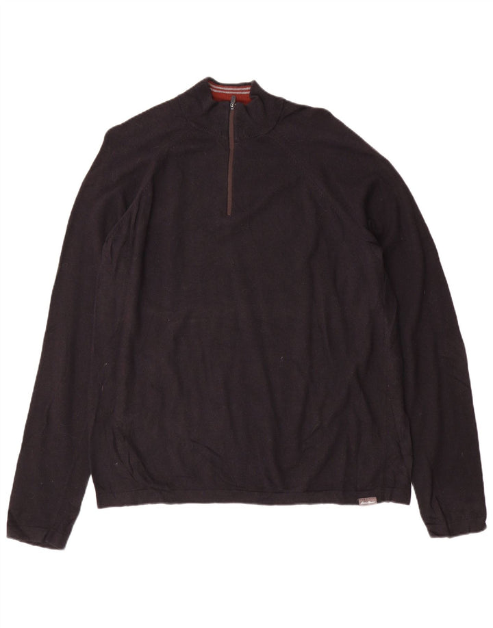 Eddie Bauer Maglione da uomo con zip sul collo, grande, in rayon nero