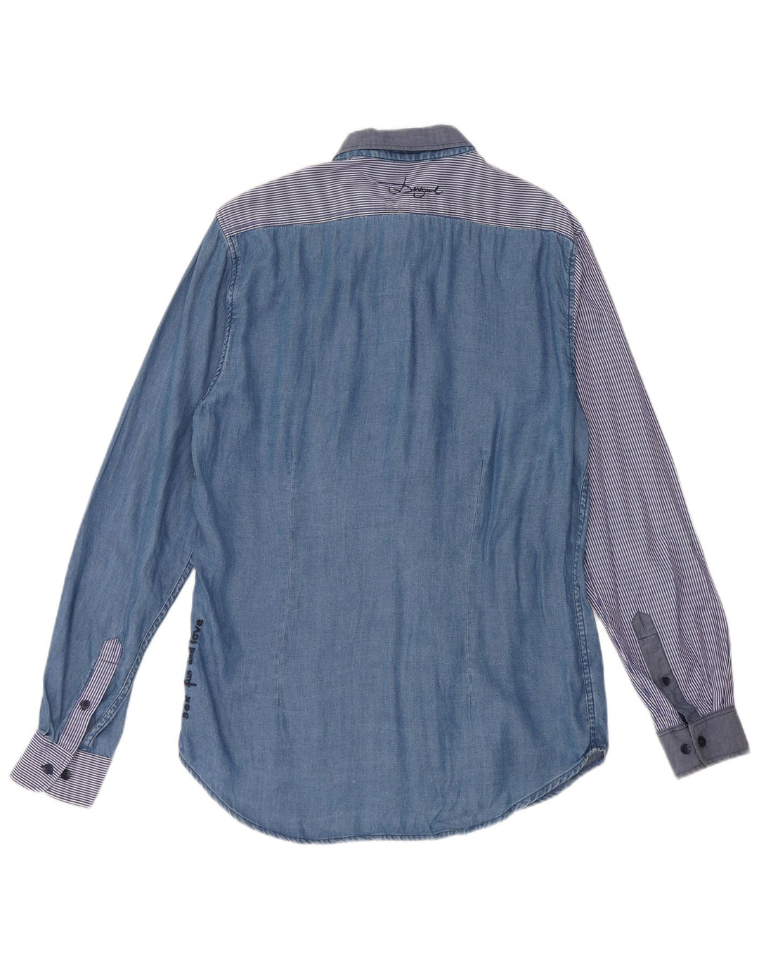 Camicia Desigual Uomo Large Blu Patchwork Lyocell