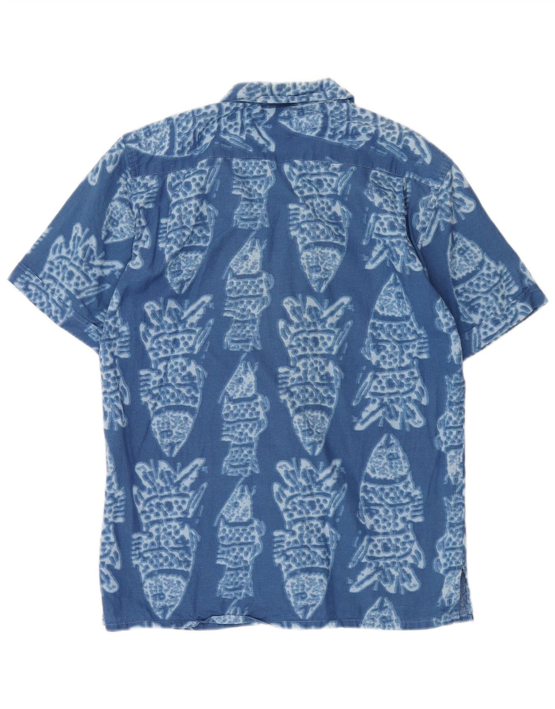 PICKWICK Mens Short Sleeve Shirt Medium Blue Animal Print Cotton
