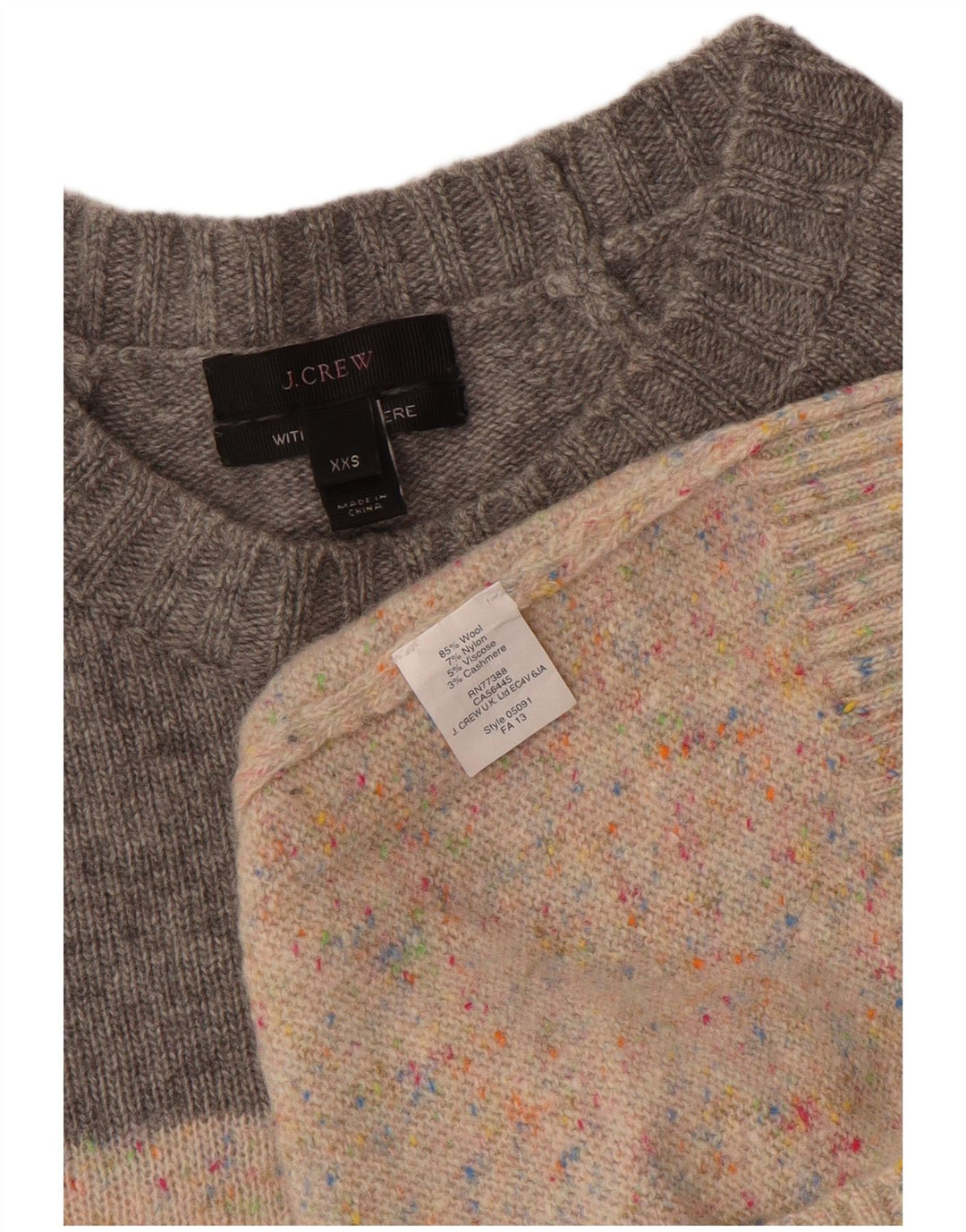 J. CREW Maglione da donna con scollo a barca UK 2 2XS Lana color block beige