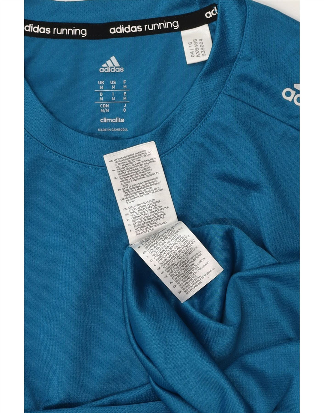 Top ADIDAS Climalite da uomo a maniche lunghe in poliestere blu medio