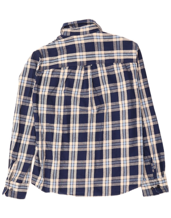 JACK & JONES Camicia da uomo in flanella di cotone a quadri blu navy medio