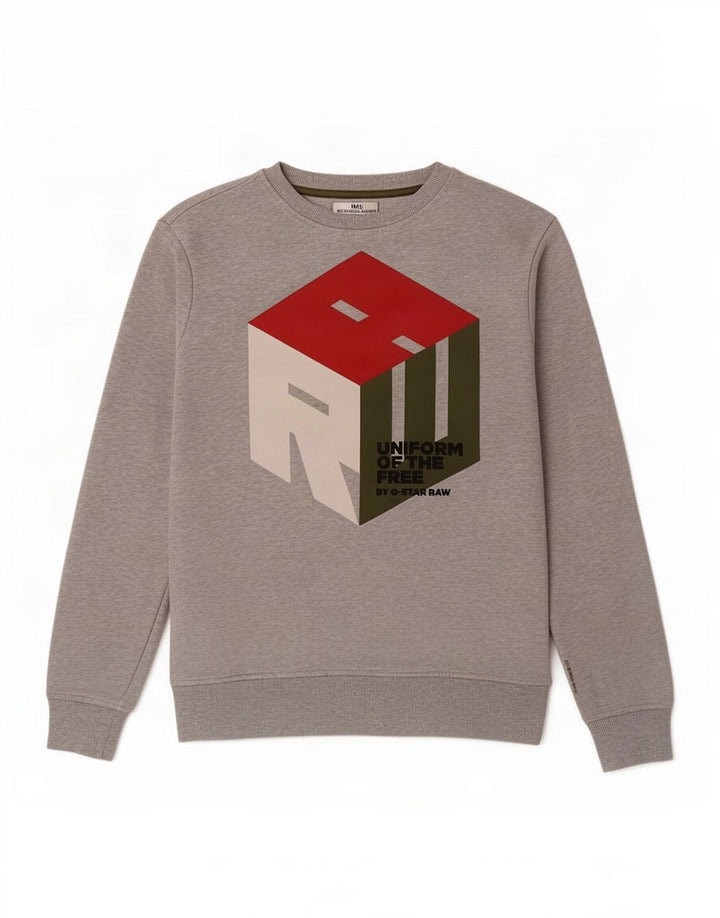 Felpa grafica da donna G-Star Jumper UK 14 Cotone screziato grigio medio