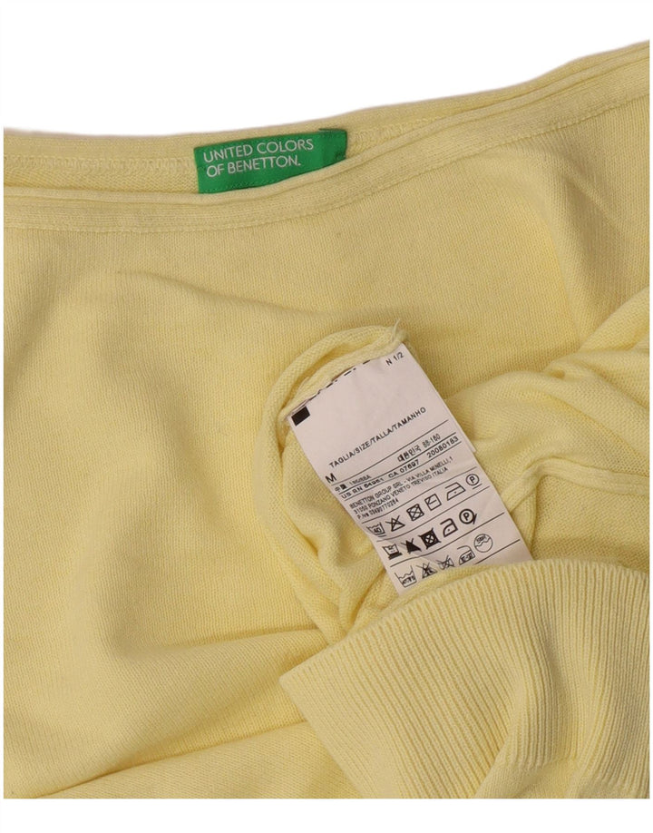 Maglione da donna con scollo a barca Benetton UK 12 classico in cotone giallo medio