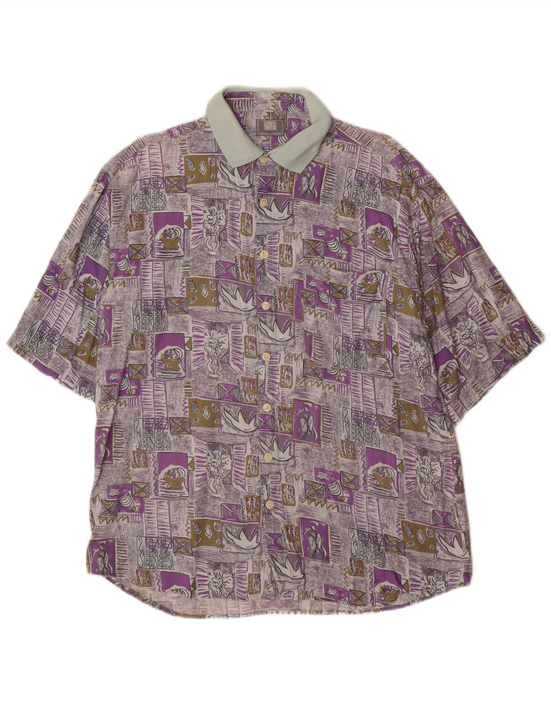 Camicia a maniche corte da uomo Globe Trotter taglia 41/42 grande multicolore