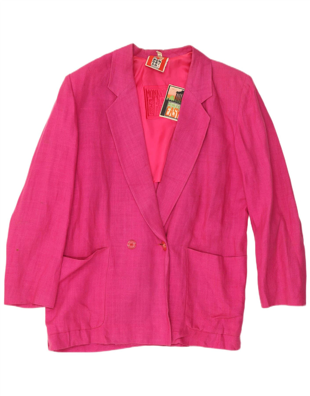 Mondrian Giacca blazer doppiopetto vestibilità ampia da donna UK 12 Rosa medio