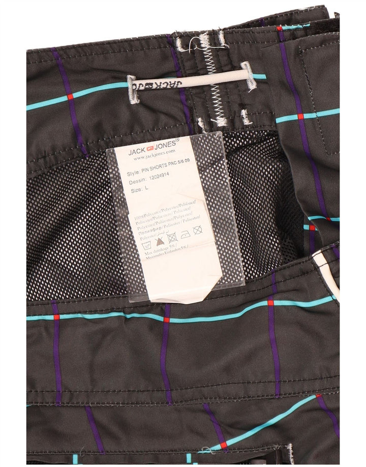 Pantaloncini da bagno grafici da uomo Jack & Jones grandi in poliestere floreale nero
