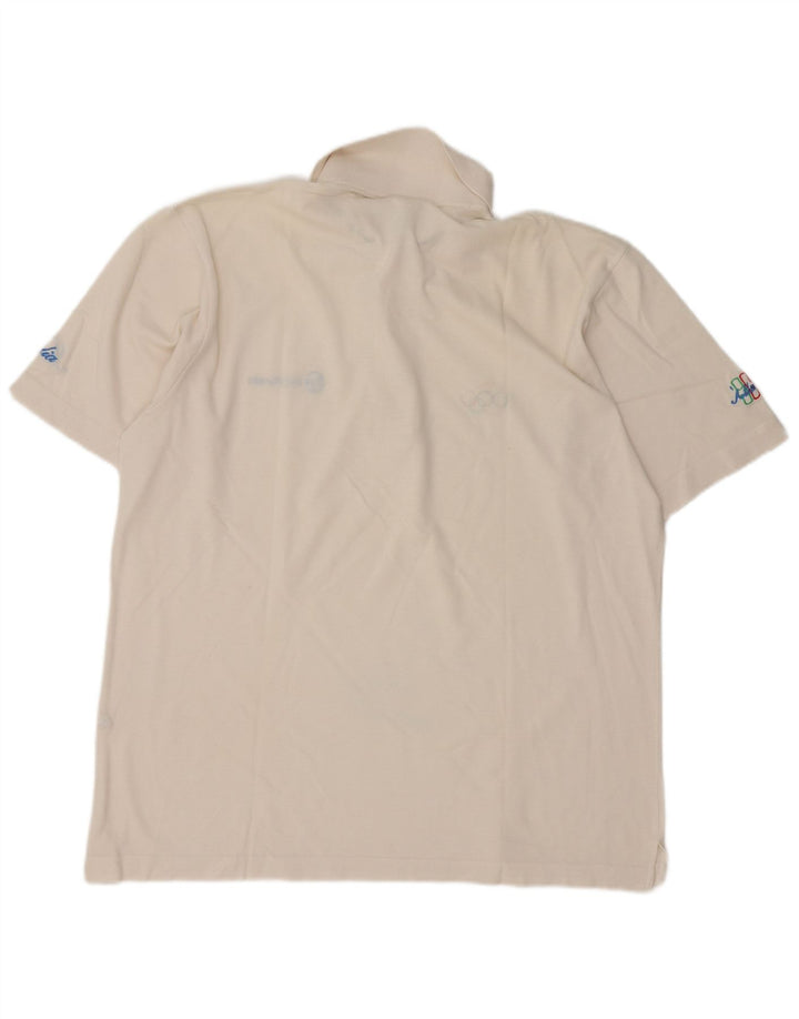 Polo Sergio Tacchini da uomo per i Giochi Olimpici, grande, in cotone bianco