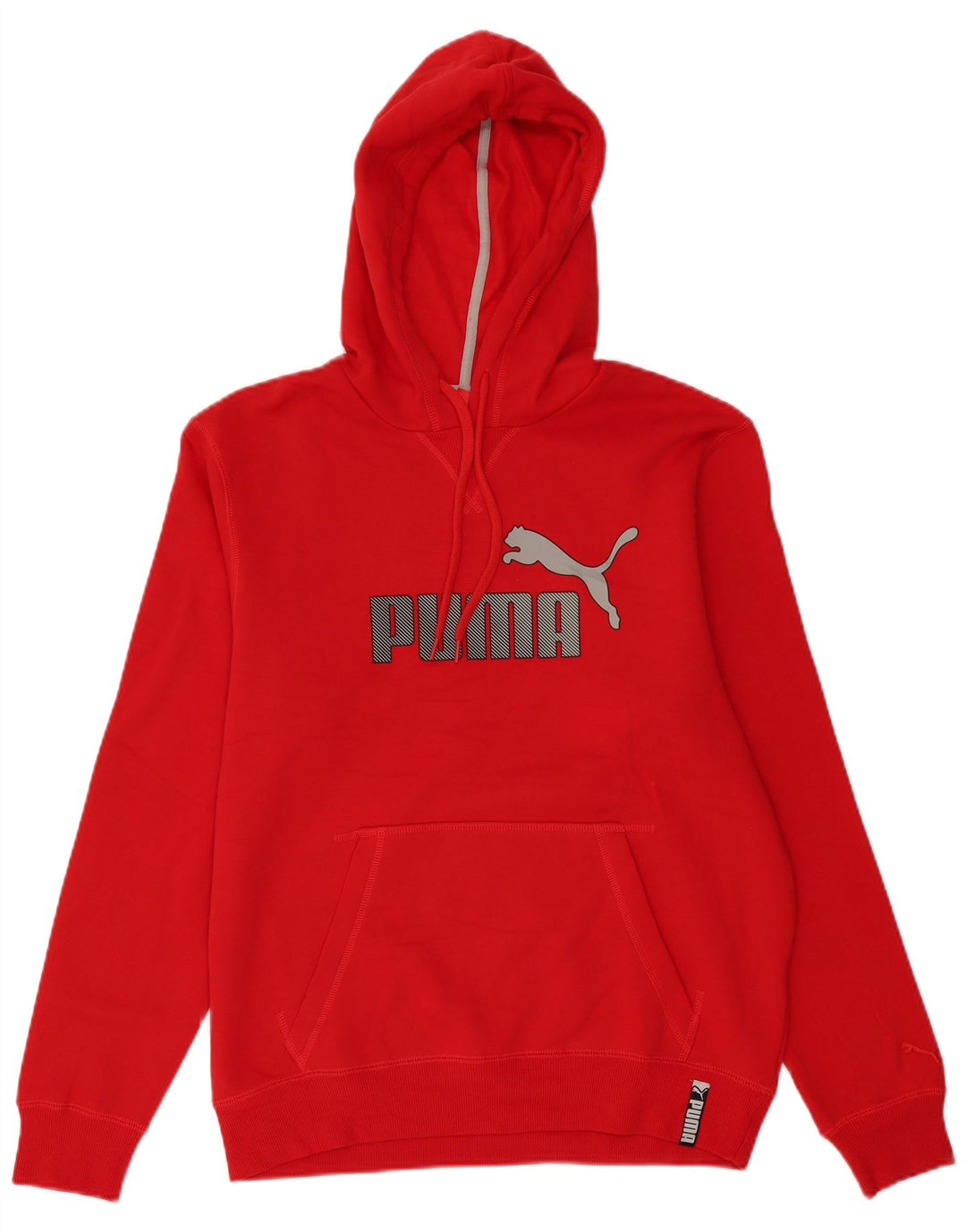PUMA Mens Graphic Hoodie Jumper Large Red Cotton