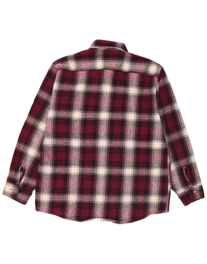 Camicia vintage da uomo in flanella di cotone a quadri bordeaux grandi
